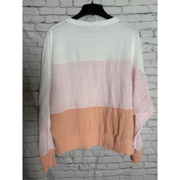 Cabana by Crown & Ivy Colorblock Sweatshirt Womens 2X White Pink Orange~NEW! - Picture 6 of 8
